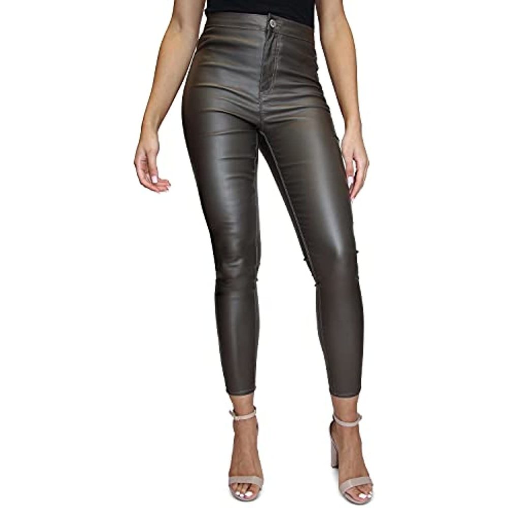 MSRP $34 Juniors Almost Famous Coated High-Rise Skinny Jeans Olive Green Size 0
